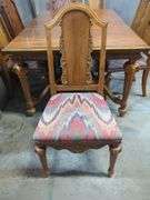 Wood Dining Table With 6 Chairs, Upholstered Seats