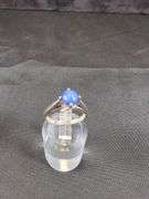 Ladies 14k Gold Solitaire Ring With Clear Stones, Size 6, and Silver Tone Ring With Blue Stone, Size  3.5