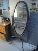 Standing Oval Mirror with Metal Frame