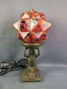 Egyptian Revival Style Table Lamp With Additional Glass Globe Shade