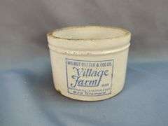 Village Farm Wilmot Butter & Egg Co. Crock with Northland Milk & Ice Cream Company Decals