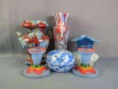 Art Glass Vases, Covered Bowl, And More