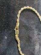 Ladies 14k 2-Toned Twisted Rope Anklet, 10", Marked Italy