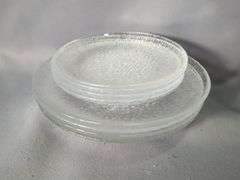 Iittala Finland "Ultima Thule" Textured Glass Place Setting Including Dinner Plates, Salad Plates, Dessert Plates And Bowls, Total Qty 16
