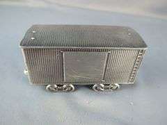 Pewter Train Set Bank: Locomotive, Coal Car, and Two Additional Cars