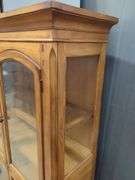 Pine Wooden Display Cabinet With Glass Doors And Shelves