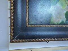 Framed White Flower Oil Painting on Canvas