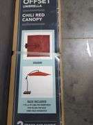 Hampton Bay 8ft Square Offset Umbrella - Chili Red Canopy
