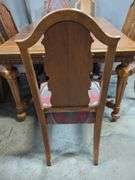 Wood Dining Table With 6 Chairs, Upholstered Seats