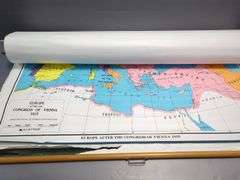 Nystrom World History Maps, Includes 16 Different Maps, 59" Long, Torn At Pull Handle