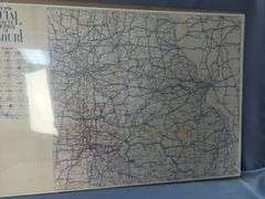 Framed Oklahoma Indian Territories and Missouri Road Map Poster
