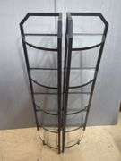 Metal Framed Corner Glass Display Shelves, Qty 2