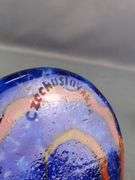 Czech Art Glass Vases and Lidded Bowls, Total Qty 5 Pieces