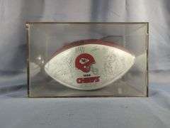 1996 Kansas City Chiefs Stamped Signature Football in Display Case