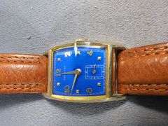 Hamilton 10K Gold Filled Wristwatch with Blue Face