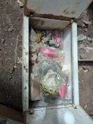 Surplus Building Materials, Insulation Boards, Vintage Jars, and Metal Storage Box