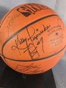 Signed Charlotte Hornets NBA Basketball in Display Case