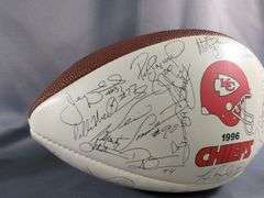 1996 Kansas City Chiefs Stamped Signature Football in Display Case