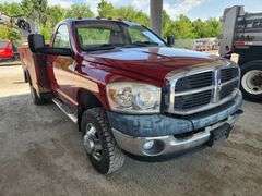 2007 Dodge Ram 3500 Pick-up Truck, 6.7L Cummins Turbo Diesel Engine, Odometer Reads 59,960, VIN# 3D6WH46A17G778060, With Auto Crane 3203 PRX, Storage, Engine Light On, Transmission Hard Shift, Kansas Title, See Details For Video