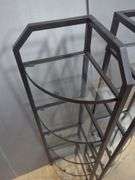 Metal Framed Corner Glass Display Shelves, Qty 2