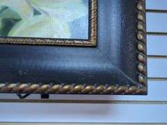 Framed White Flower Oil Painting on Canvas