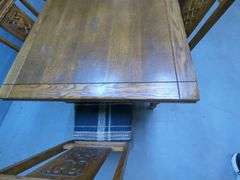 Ornate Wood Dining Table with Matching Chairs
