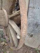Farm Wagon Wheel With Wooden Spokes, Approx 32"