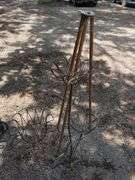 Metal Plant Stands, Qty 2 And Wooden Tripod