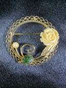 Costume Jewelry Collection: Necklace, Brooches, Bracelet, and Earrings
