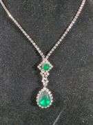 Rhinestone Emerald Green Costume Jewelry Including Rings, Size 8, Qty 2, Brooches, Clip-on Earrings, Pendant, Necklace And Bracelet