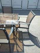 Outdoor Patio Set with 6 Chairs and Glass Top Table