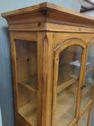 Pine Wooden Display Cabinet With Glass Doors And Shelves