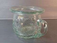 Stockholms Glasbruk Crackle Glass Creamer and Pitcher Set