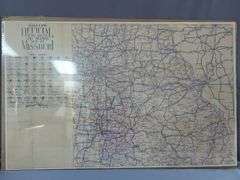 Framed Oklahoma Indian Territories and Missouri Road Map Poster