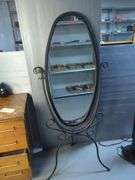 Standing Oval Mirror with Metal Frame