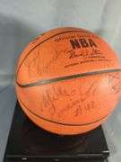 Signed Charlotte Hornets NBA Basketball in Display Case