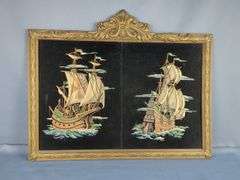 Framed Velvet Paint-By-Number Sailing Ship Pictures