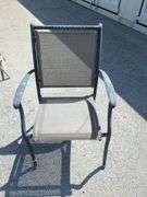 Outdoor Patio Set with 6 Chairs and Glass Top Table