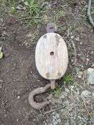 Rustic Wooden Pulley with Hook
