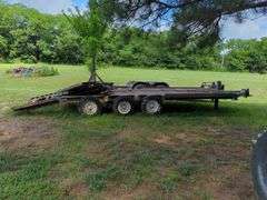 Tri-Axle Flatbed Trailer with Loading Ramps, No Title, THURSDAY Pick Up