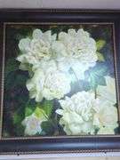 Framed White Flower Oil Painting on Canvas