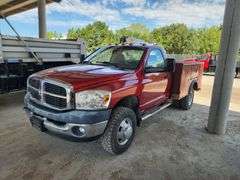 2007 Dodge Ram 3500 Pick-up Truck, 6.7L Cummins Turbo Diesel Engine, Odometer Reads 59,960, VIN# 3D6WH46A17G778060, With Auto Crane 3203 PRX, Storage, Engine Light On, Transmission Hard Shift, Kansas Title, See Details For Video