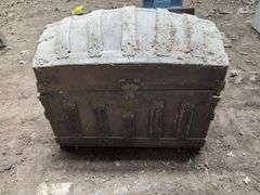 Vintage Metal Bound Steamer Trunk