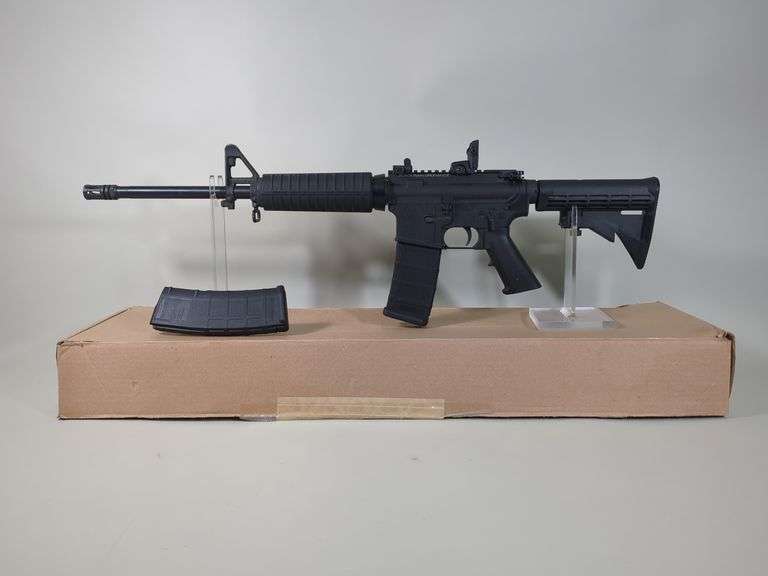 Black Rain Ordnance SPEC15 5.56 Nato Rifle SN# SM009911, 2 Total Mags, Flip Up Rear Peep Sight, Angled Front Sight, Adjustable Stock, In Original Box image