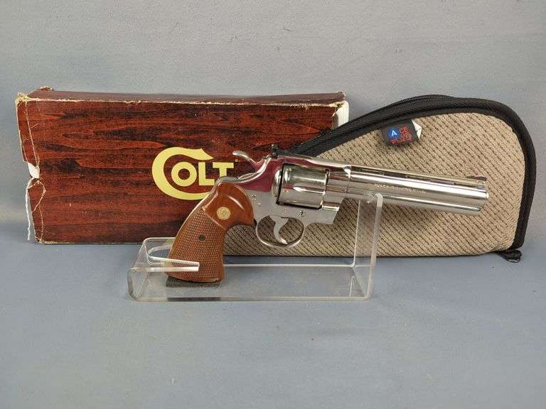 Colt Python 357 .357 Mag 6-Shot Revolver SN# LA3276, Nickel Finish, With Original Box, In Soft Case image