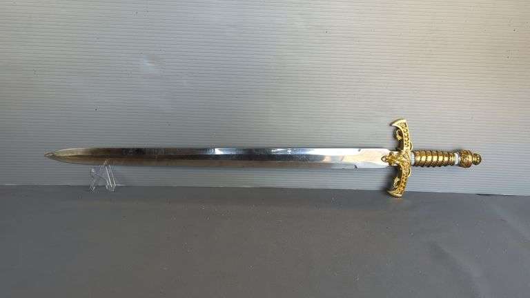 Decorative Sword With Gold Painted Hilt, 23" Blade image