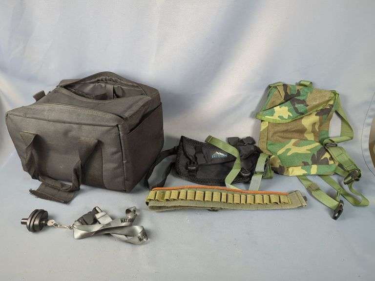 Range Bag, Ammo Strap, Denali Waist Pouch, Camo Backpack, And Trigger Lock With Lanyard image