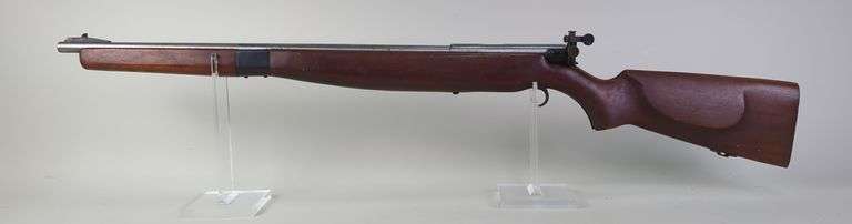 O.F. Mossberg & Sons 42MB(a) .22 SLLR Bolt Action Rifle SN# 34675, Marked United States Property, Believed To Be Multiple Source Gun, British Proofs On Bbl, Rear Peep Sight image