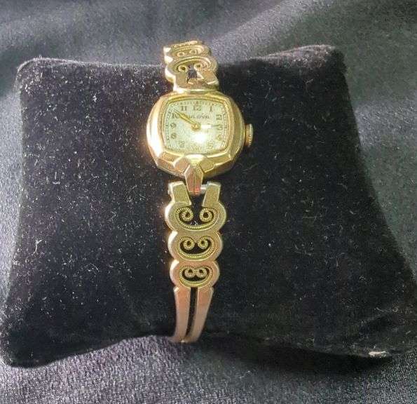 Gold-Tone Ladies Bulova Wrist Watch with Decorative Band