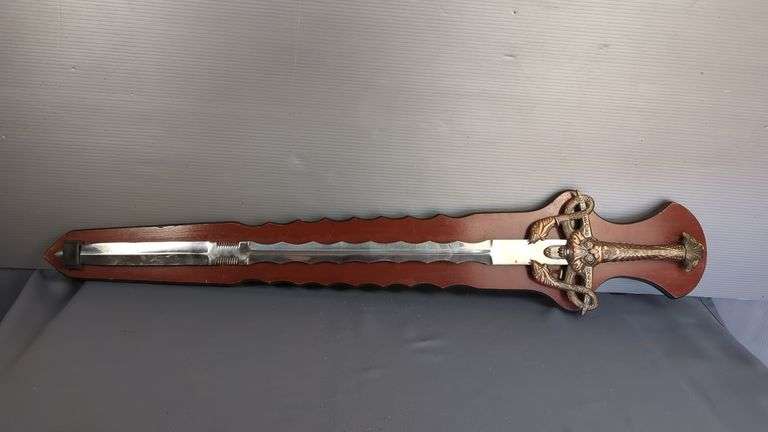 Fantasy Style Sword, Mounted On Wood Board, 32" Blade image